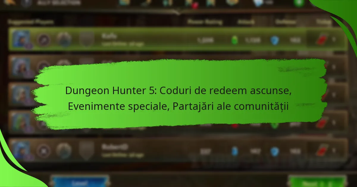 Dungeon Hunter 5: Coduri de redeem ascunse, Evenimente speciale, Partajări ale comunității
